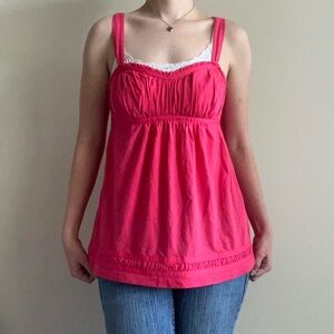 Y2K Abercrombie & Fitch Babydoll Empire Waist Tank Top Pink Women M